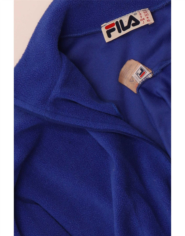 Pulover Fila pentru bărbați, cu fermoar și gât, din lână IT 40, poliester albastru mediu