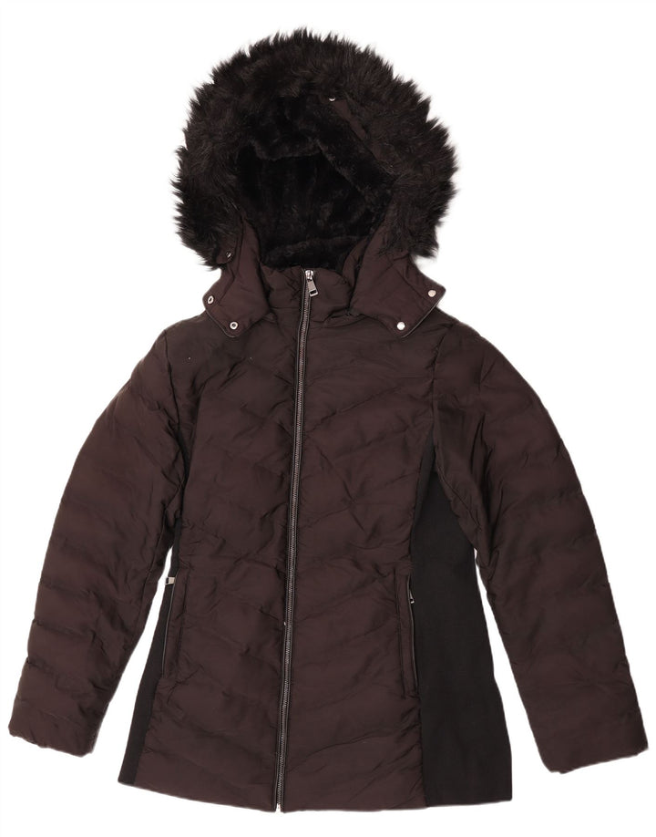 Jachetă căptușită cu glugă pentru femei Zara UK 14 Large Black