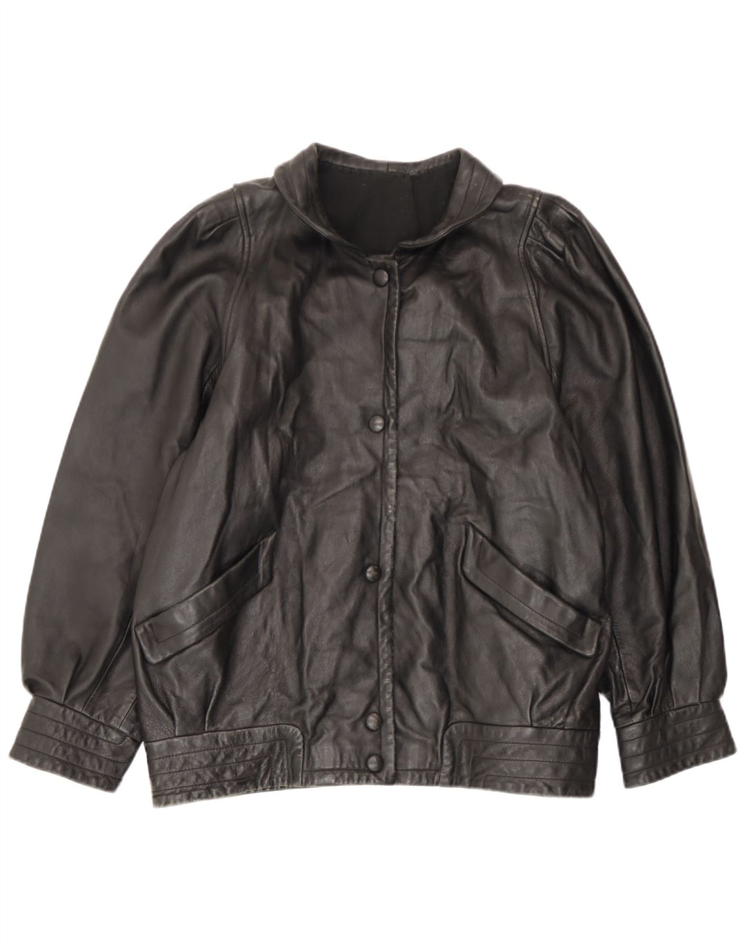Jachetă de piele vintage pentru femei UK 14 Large Black