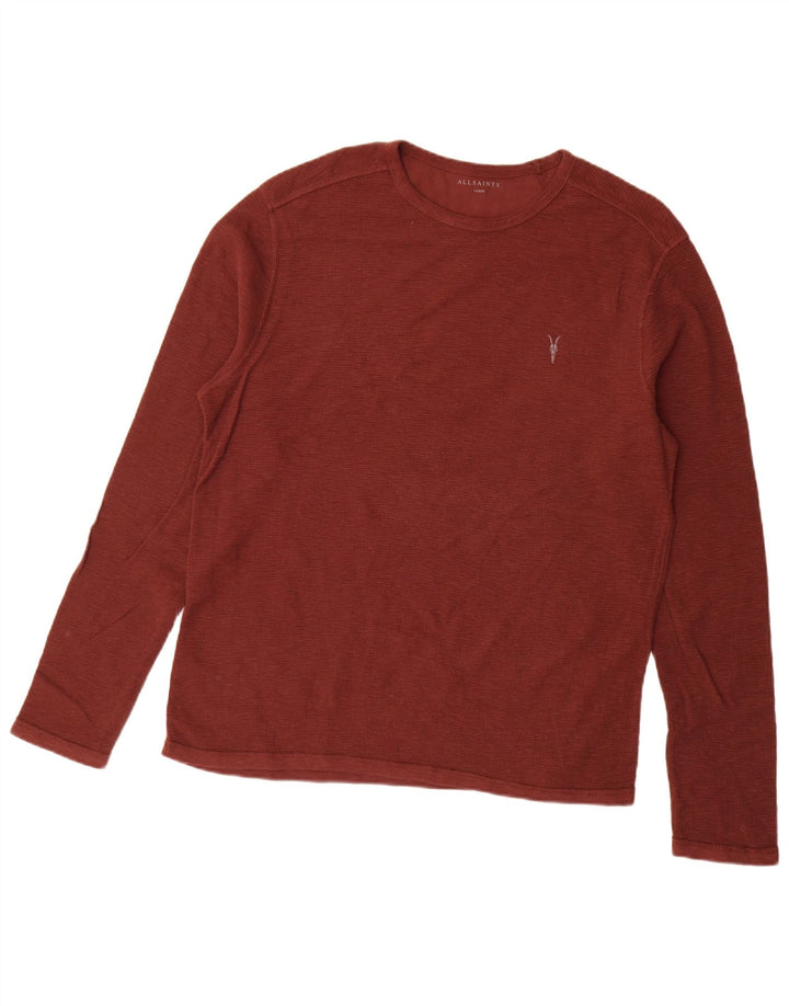 All Saints Top pentru bărbați cu mânecă lungă mare, bumbac maro