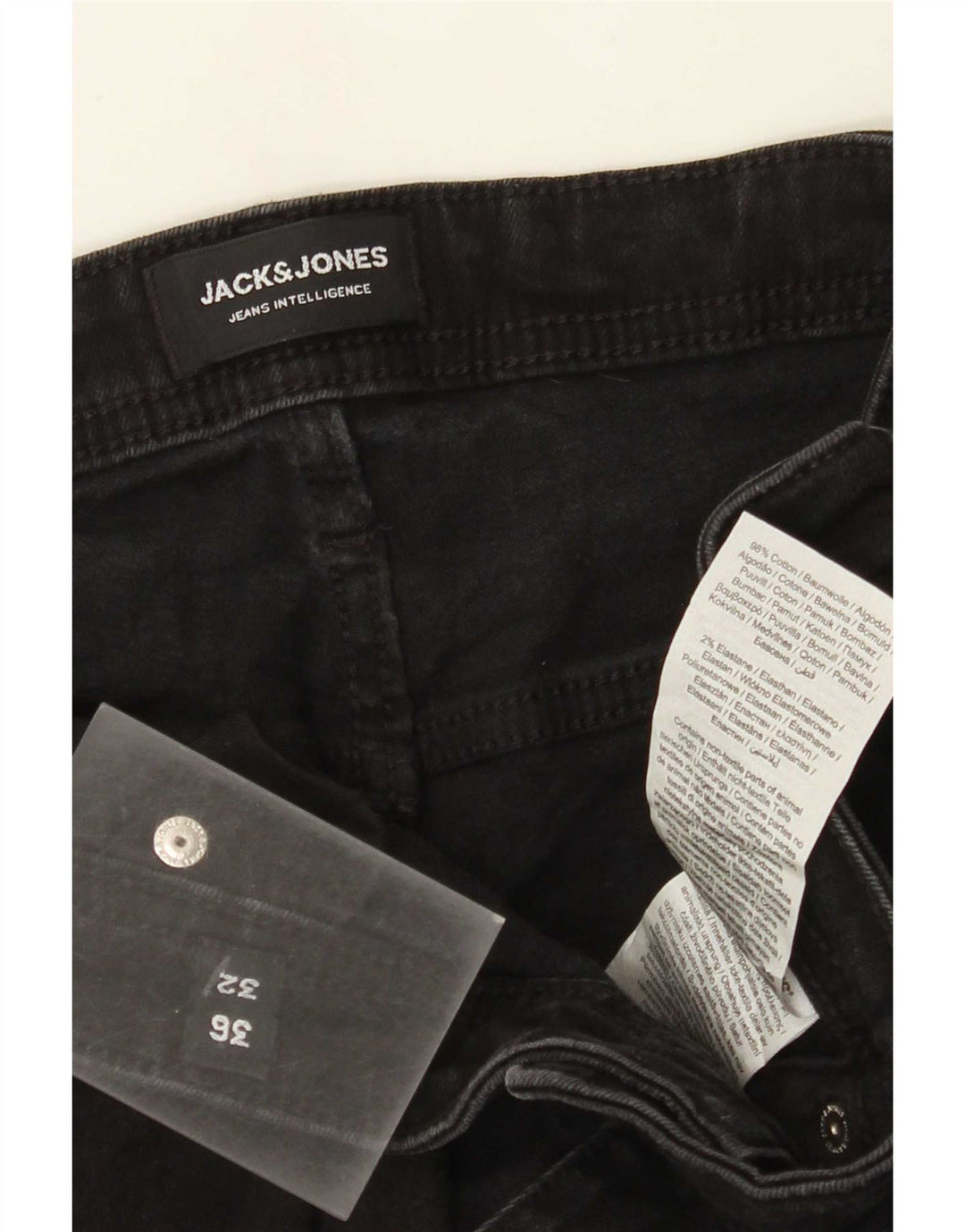 Blugi slim pentru bărbați Jack & Jones W36 L32 bumbac negru