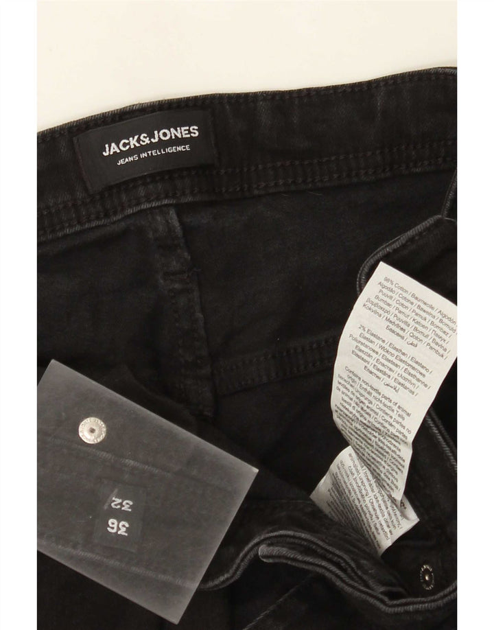Blugi slim pentru bărbați Jack & Jones W36 L32 bumbac negru