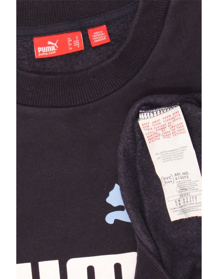 Hanorac grafic pentru bărbați Puma Jumper mic din bumbac bleumarin