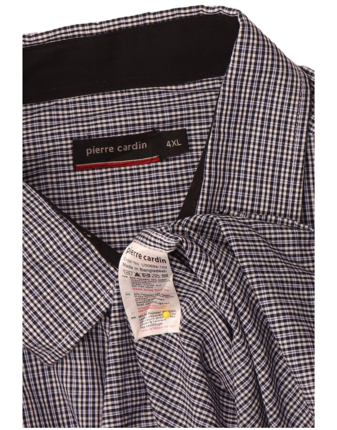 Cămașă pentru bărbați PIERRE CARDIN 4XL poliester vichy albastru bleumarin