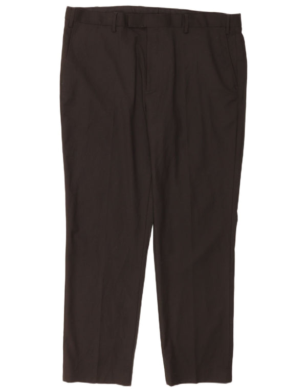 Pantaloni de costum pentru bărbați Marks & Spencer, cu ajustare normală, L40 L31, poliester negru