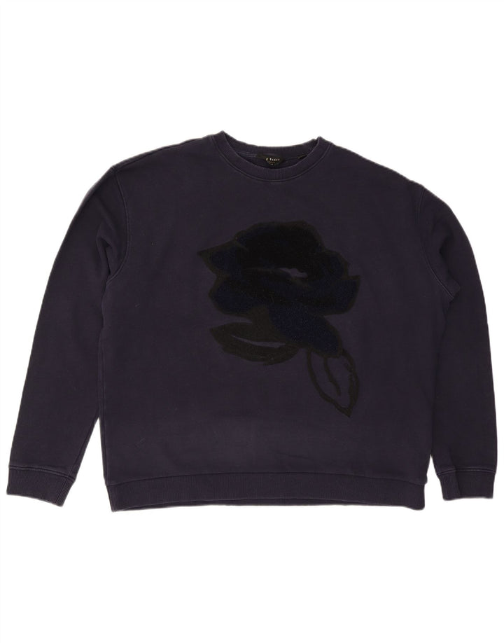 TED BAKER Hanorac supradimensionat pentru femei Pulover Mărimea 4 Mare Albastru Marin Floral