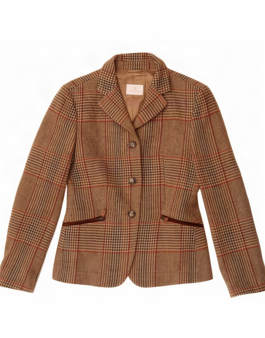Jachetă Blazer pentru femei Norton Wilson, cu 3 nasturi, IT 44, carouri maro mediu