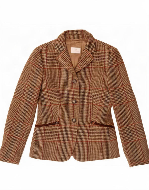 Jachetă Blazer pentru femei Norton Wilson, cu 3 nasturi, IT 44, carouri maro mediu