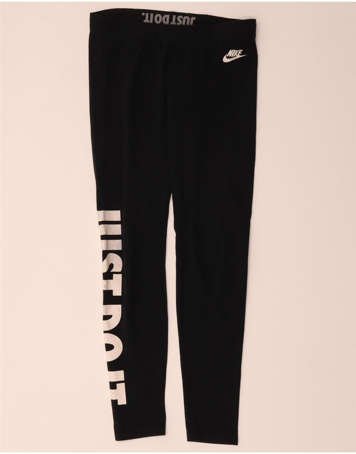 Leggings grafic Nike pentru femei UK 12, bumbac mediu negru