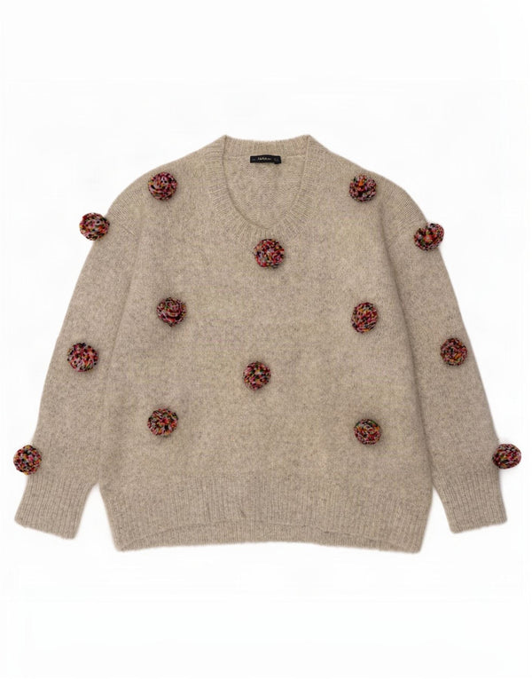 Pulover supradimensionat pentru femei Zara, cu decolteu rotund, UK 10, mic, gri pete
