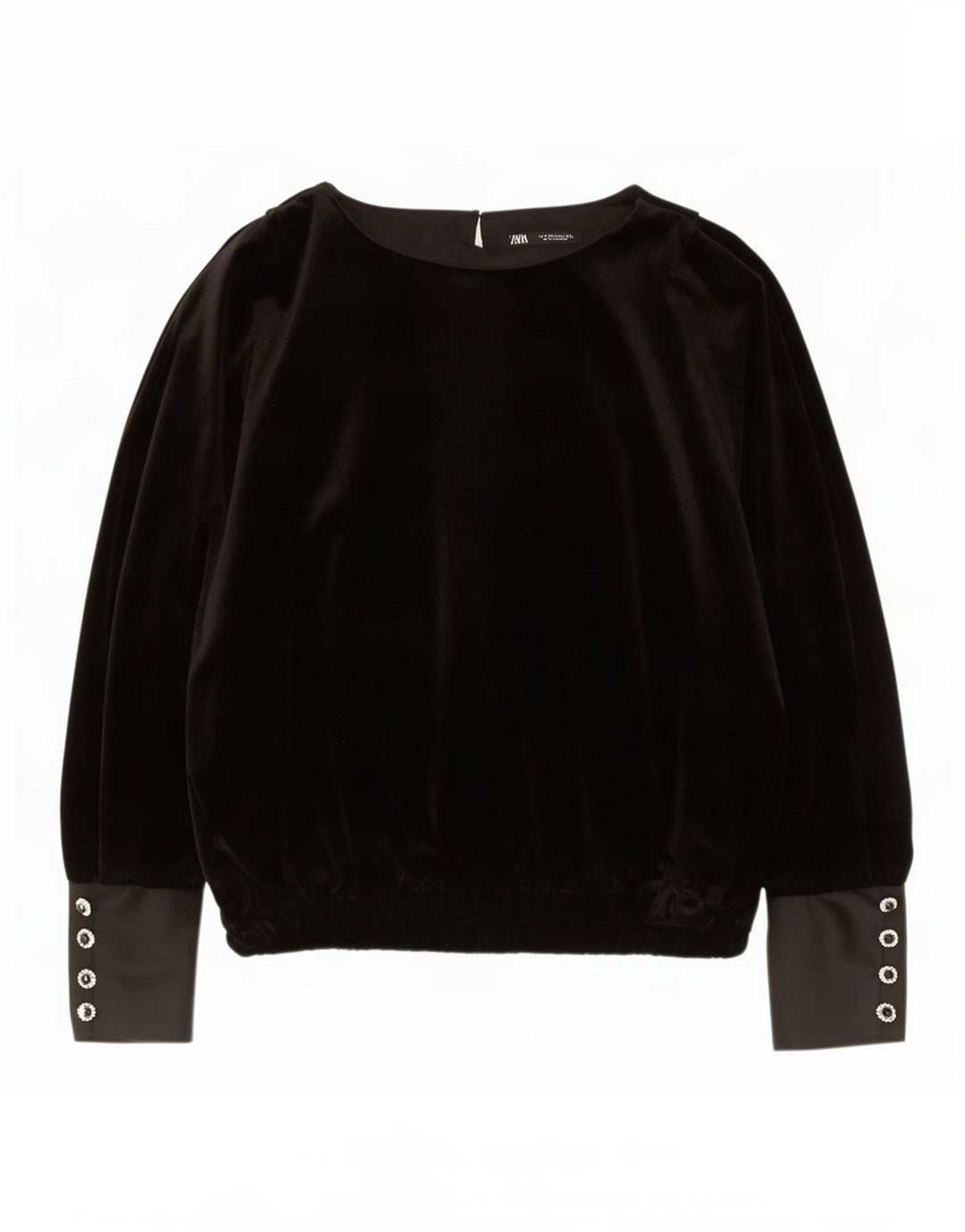 Bluză din catifea cu mânecă lungă pentru femei Zara UK 14 Medium Negru