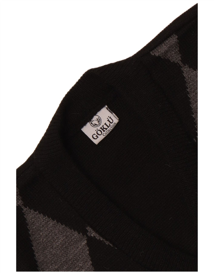 Vintage bărbați Vest Tank Top Mic Negru Argyle/Diamond