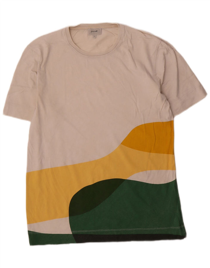 Tricou pentru bărbați Jigsaw Top mic, alb, color block, bumbac