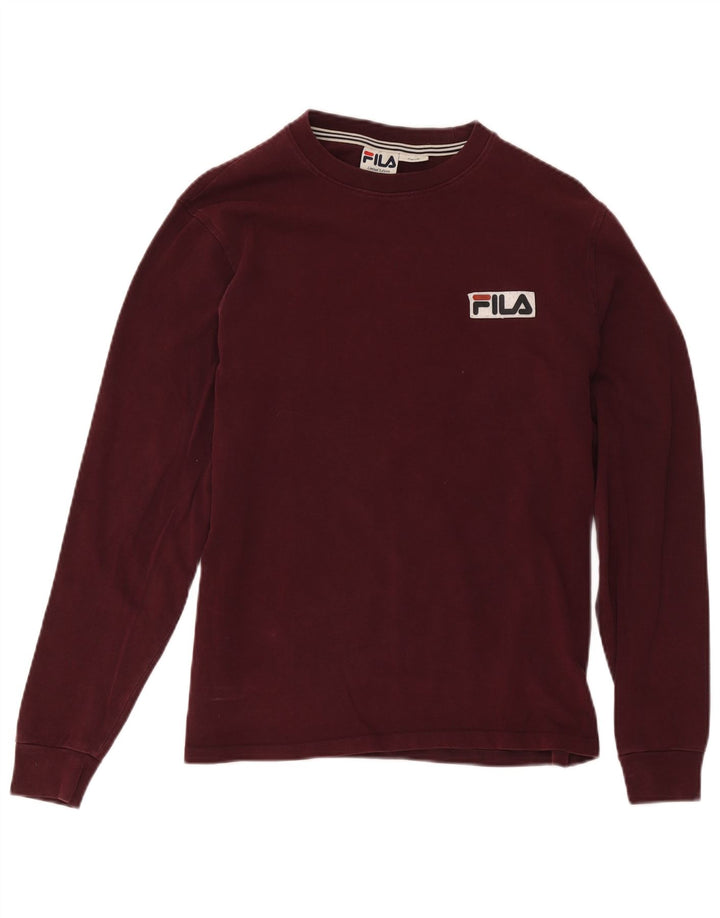 Top pentru bărbați Fila cu mânecă lungă din bumbac burgundy mic