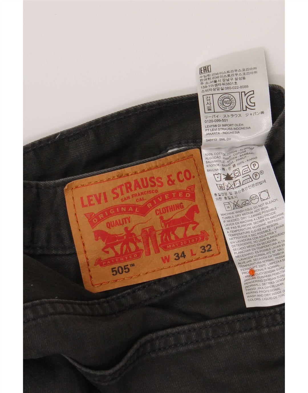 Blugi drepti pentru bărbați Levi's 505 W34 L32 bumbac gri