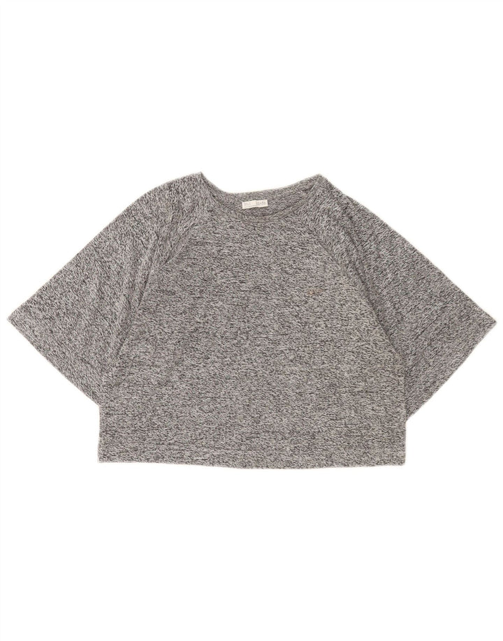 Tricou Crop pentru femei Zara UK 14 Medium Gri Pete