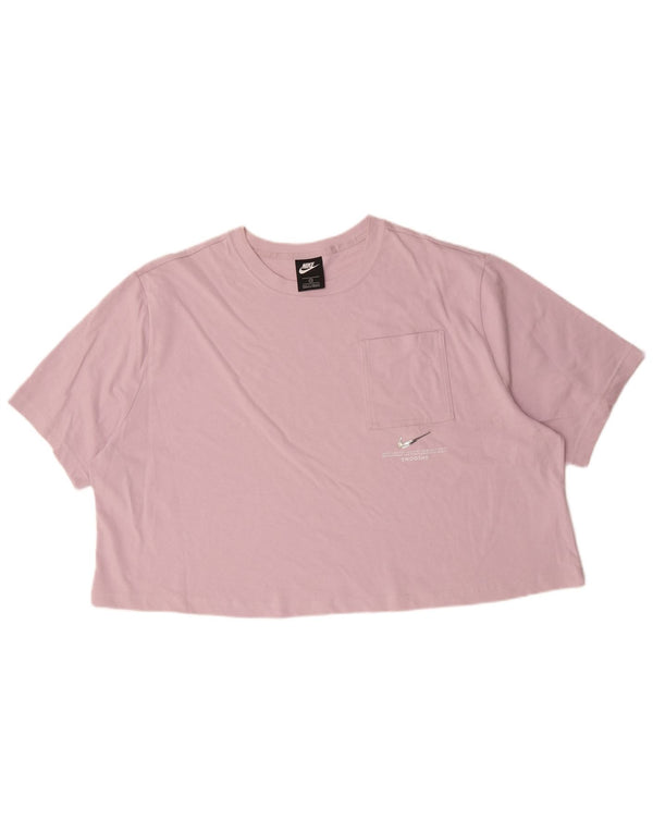 Tricou supradimensionat Nike Swoosh Crop pentru femei UK 22 3XL Bumbac roz