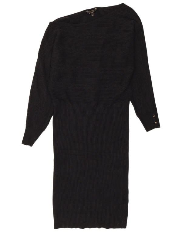 Rochie Lipsy pentru femei tricotată pe un umăr UK 18 XL, viscoză neagră