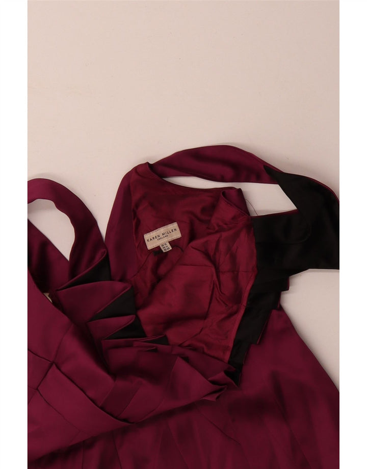 KAREN MILLEN Rochie bodycon fără mâneci pentru femei UK 16 Acetat burgundy mare