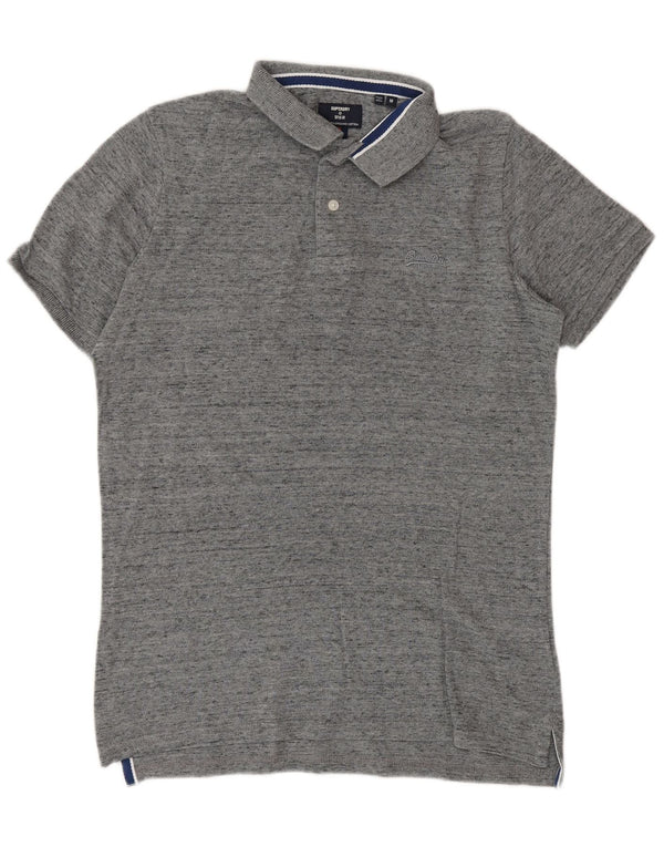 Tricou polo pentru bărbați Superdry, bumbac gri mediu