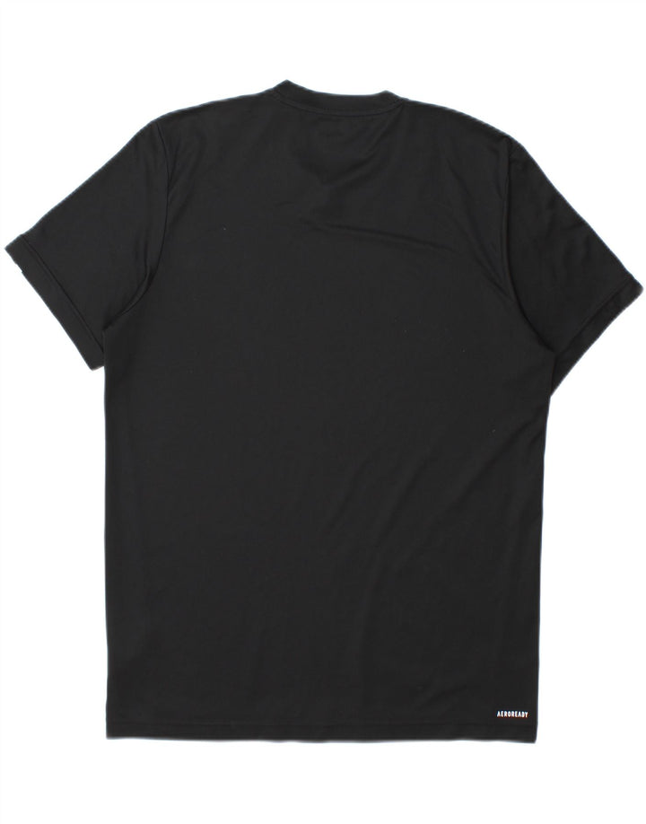 ADIDAS Mens Aeroready T-Shirt Top Medium Black Polyester Vintage Adidas and Second-Hand Adidas from Messina Hembry 