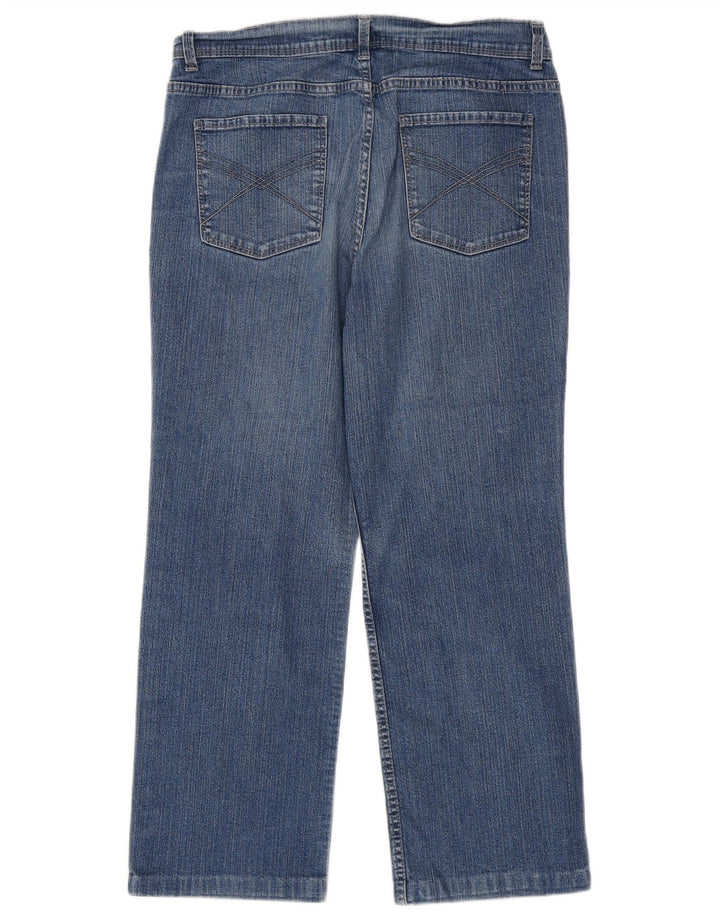 Blugi drepți scurti pentru femei Marks & Spencer UK 12 Medium W30 L25 Albastru
