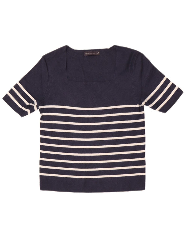 Crop Top pentru femei Marks & Spencer UK 12 Medium bleumarin, viscoză cu dungi