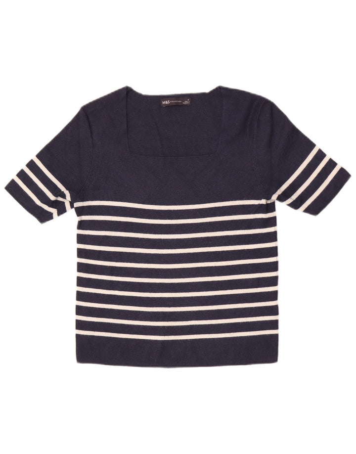 Crop Top pentru femei Marks & Spencer UK 12 Medium bleumarin, viscoză cu dungi