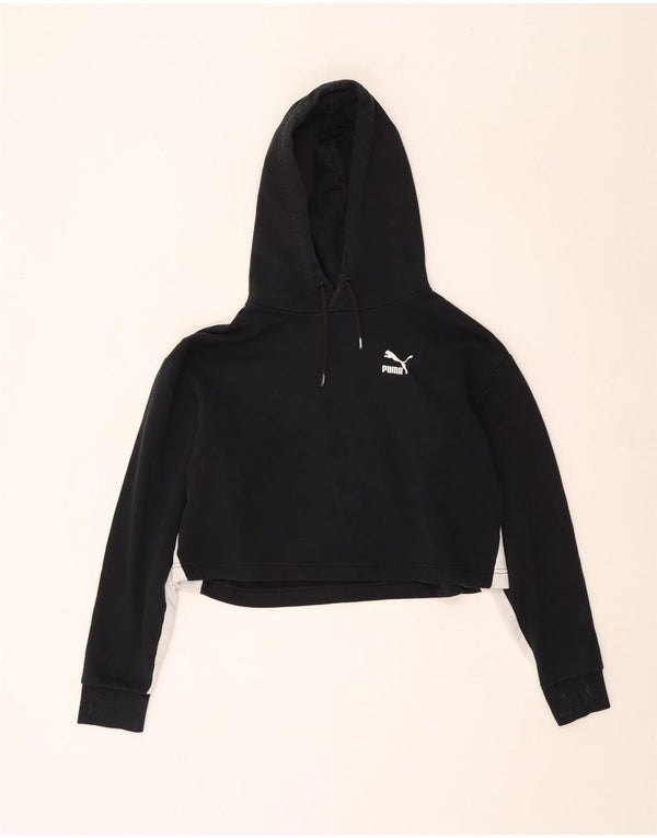 Jumper Puma Crop Oversized Hoodie pentru femei UK 10 Small Black Colorblock