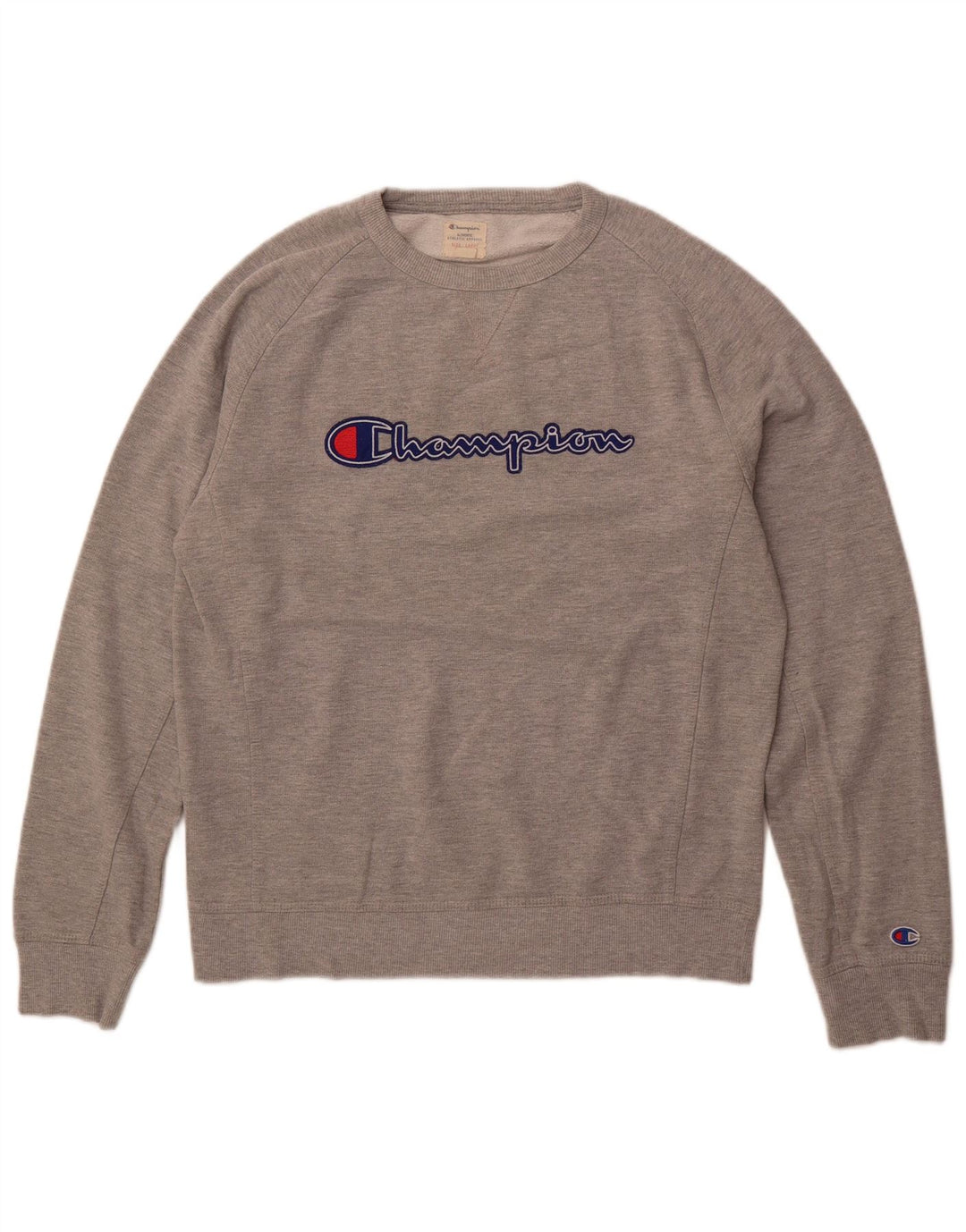 CHAMPION Mens Graphic Sweatshirt Jumper Large Grey Cotton