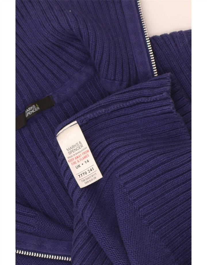 Pulover cardigan pentru femei Marks & Spencer UK 14, bumbac albastru mediu