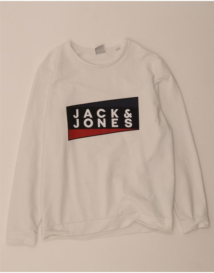 Jack & Jones Pulover grafic pentru bărbați din bumbac mare, alb