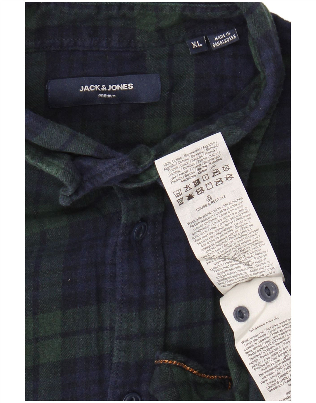 Cămașă de flanel premium pentru bărbați JACK & JONES XL, bumbac cu carouri bleumarin