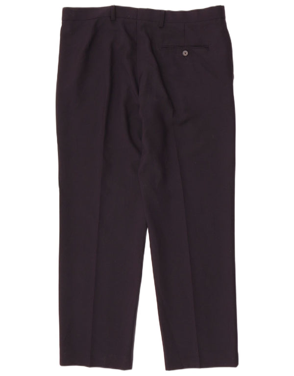 Pantaloni de costum pentru bărbați Marks & Spencer, cu ajustare normală, L36 L29, poliester bleumarin