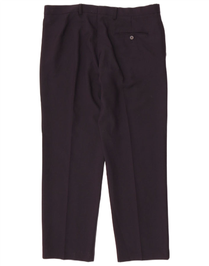 Pantaloni de costum pentru bărbați Marks & Spencer, cu ajustare normală, L36 L29, poliester bleumarin