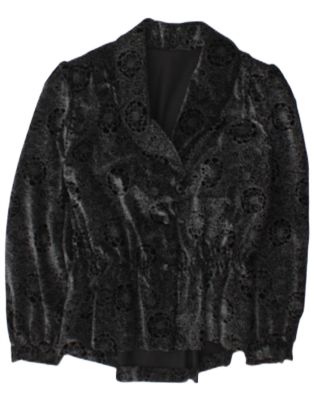 Jachetă Blazer Vintage pentru femei cu 2 nasturi UK 14 Medium Black Floral
