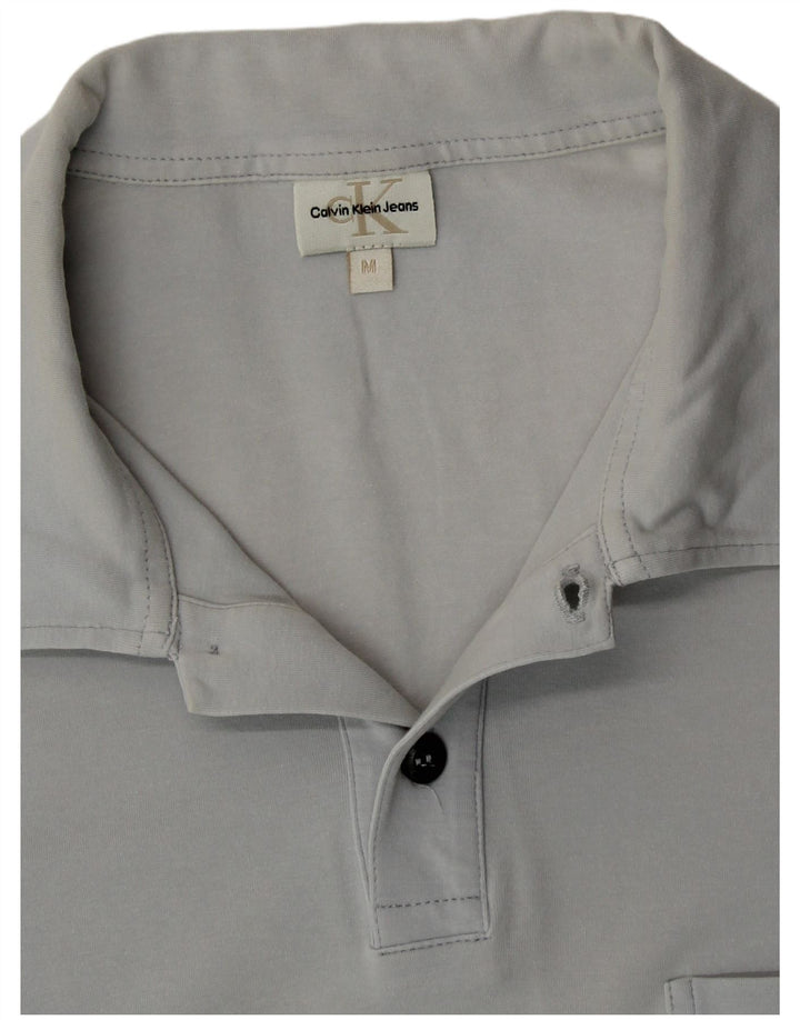CALVIN KLEIN JEANS Mens Polo Shirt Medium Grey