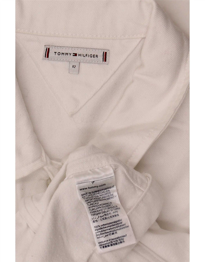 Jachetă de blugi pentru femei Tommy Hilfiger US 12, mare, alb, bumbac