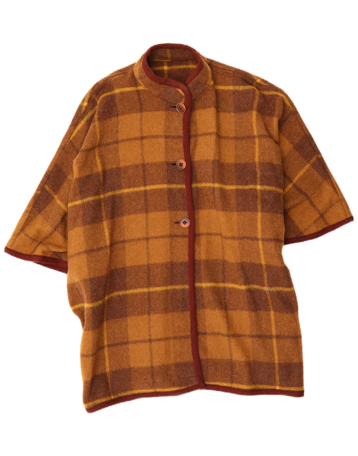 Palton Poncho Vintage pentru Damă, Marime Unică, Maro, în carouri