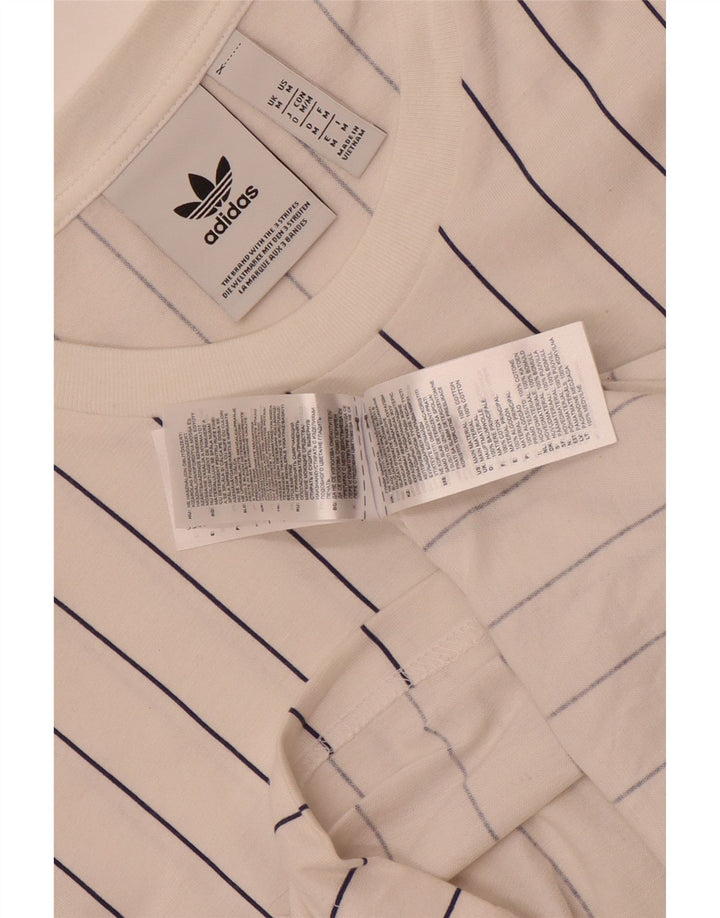 Tricou cu grafic pentru bărbați Adidas Top, mediu alb, bumbac cu dungi