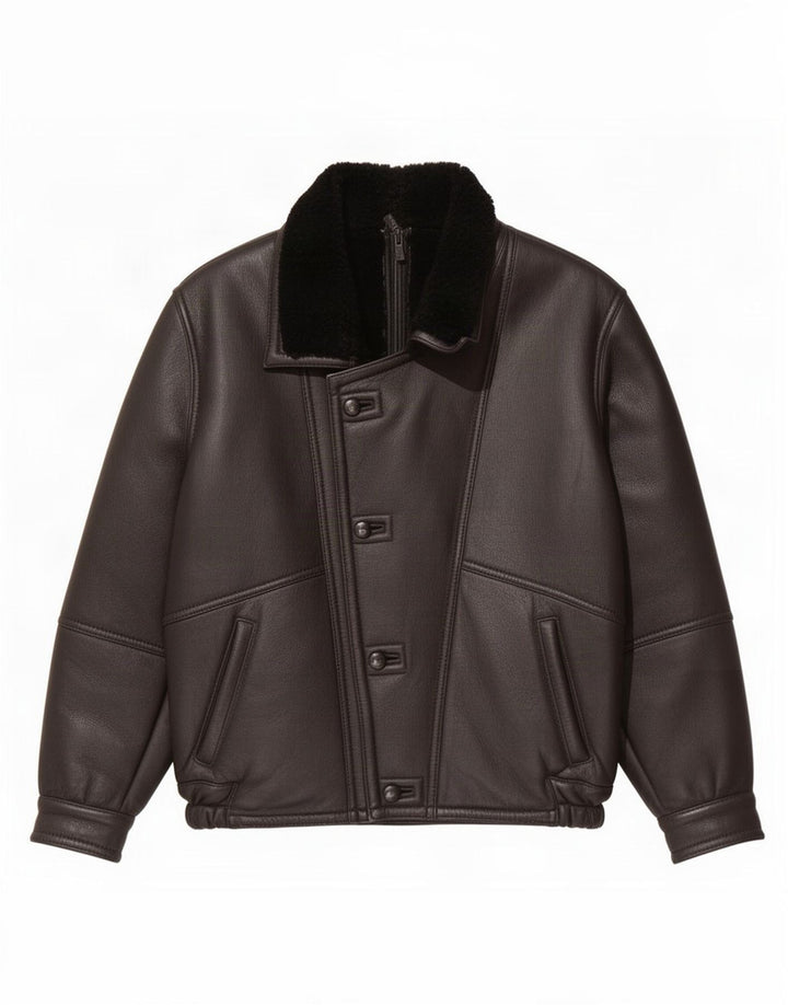 Jachetă vintage pentru bărbați din shearling IT 50 Large Black