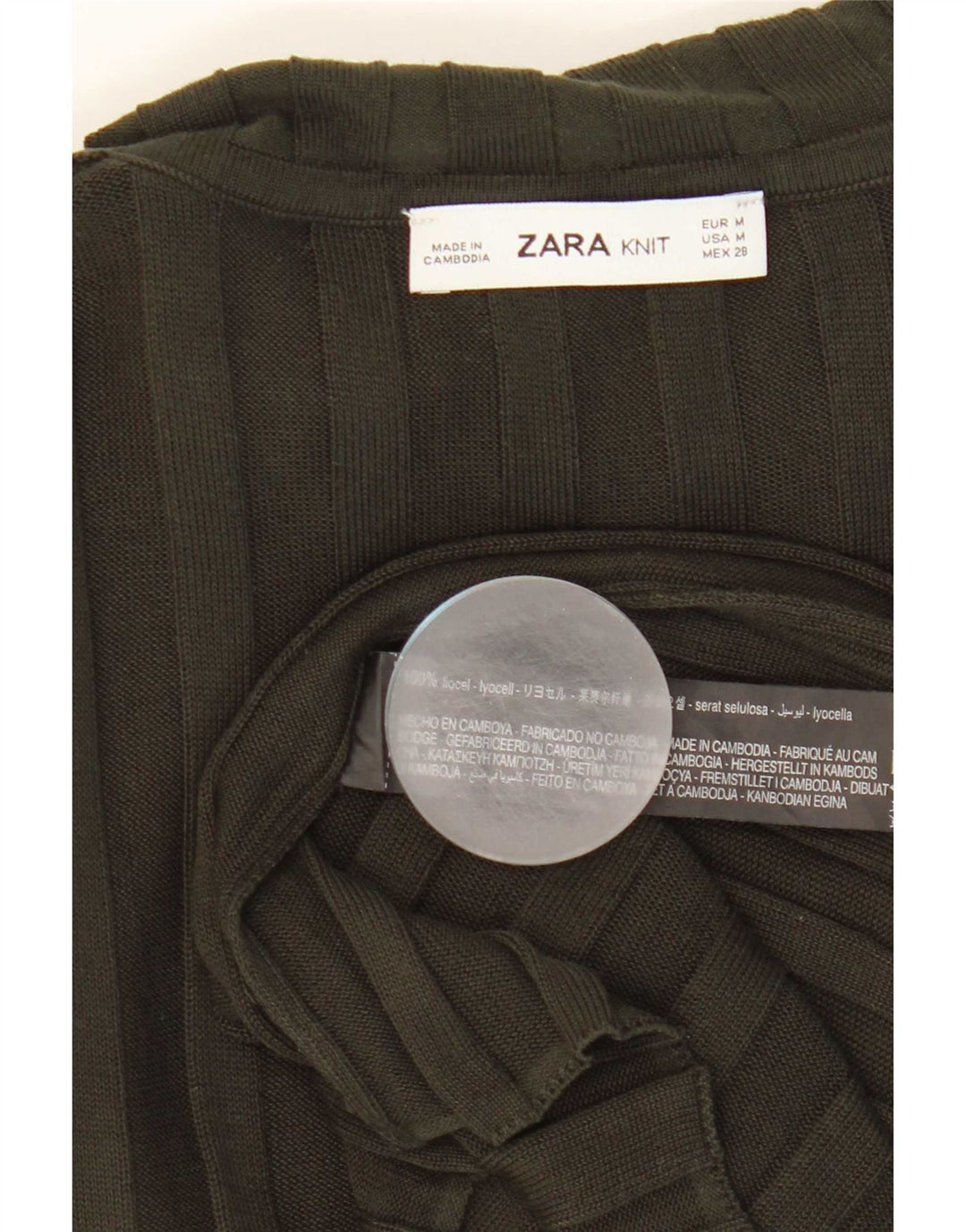 Top pentru femei Zara cu mânecă lungă UK 12 Medium Khaki Lyocell