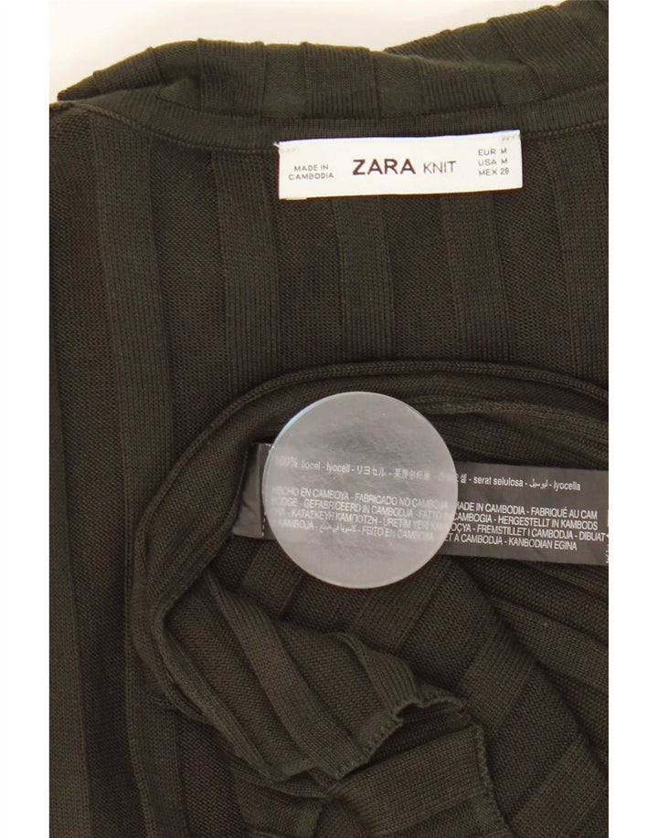 Top pentru femei Zara cu mânecă lungă UK 12 Medium Khaki Lyocell