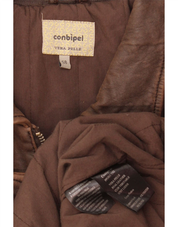 Jachetă din piele pentru bărbați Conbipel IT 58 2XL din piele maro