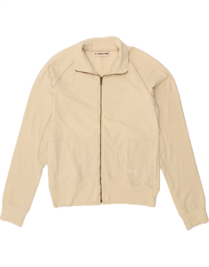 THINK PINK Womens Tracksuit Top Jacket UK 16 Large  Beige Vintage Think Pink and Second-Hand Think Pink from Messina Hembry 