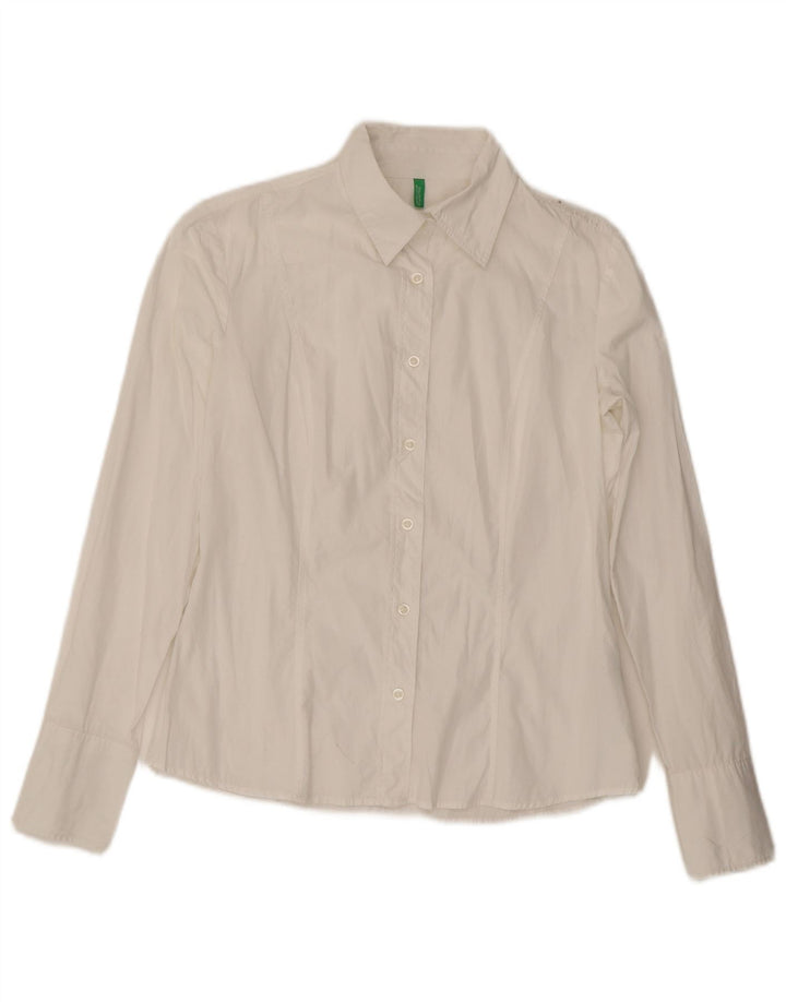 Cămașă Benetton pentru femei UK 14 Medium White Bumbac