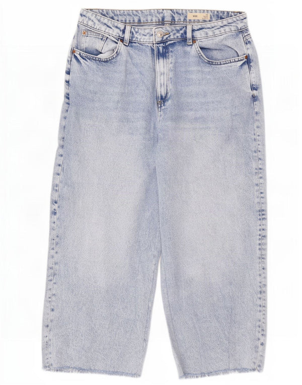 Marks & Spencer Blugi Capri pentru femei cu picioare largi UK 14 mare W34 L23 albastru bumbac