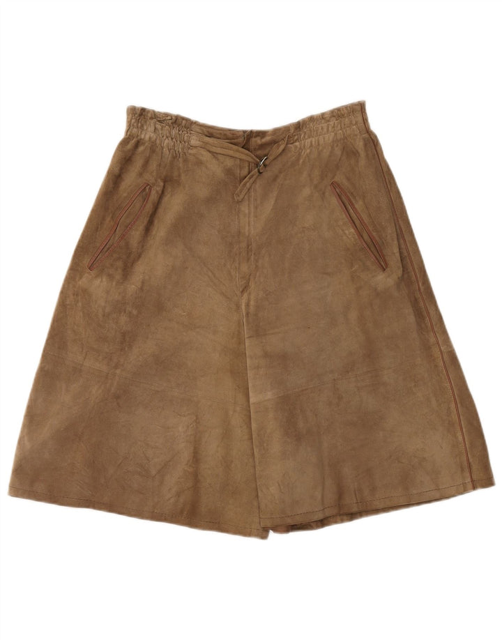 Pantaloni scurti vintage din piele intoarsa pentru femei W28 Bej mediu