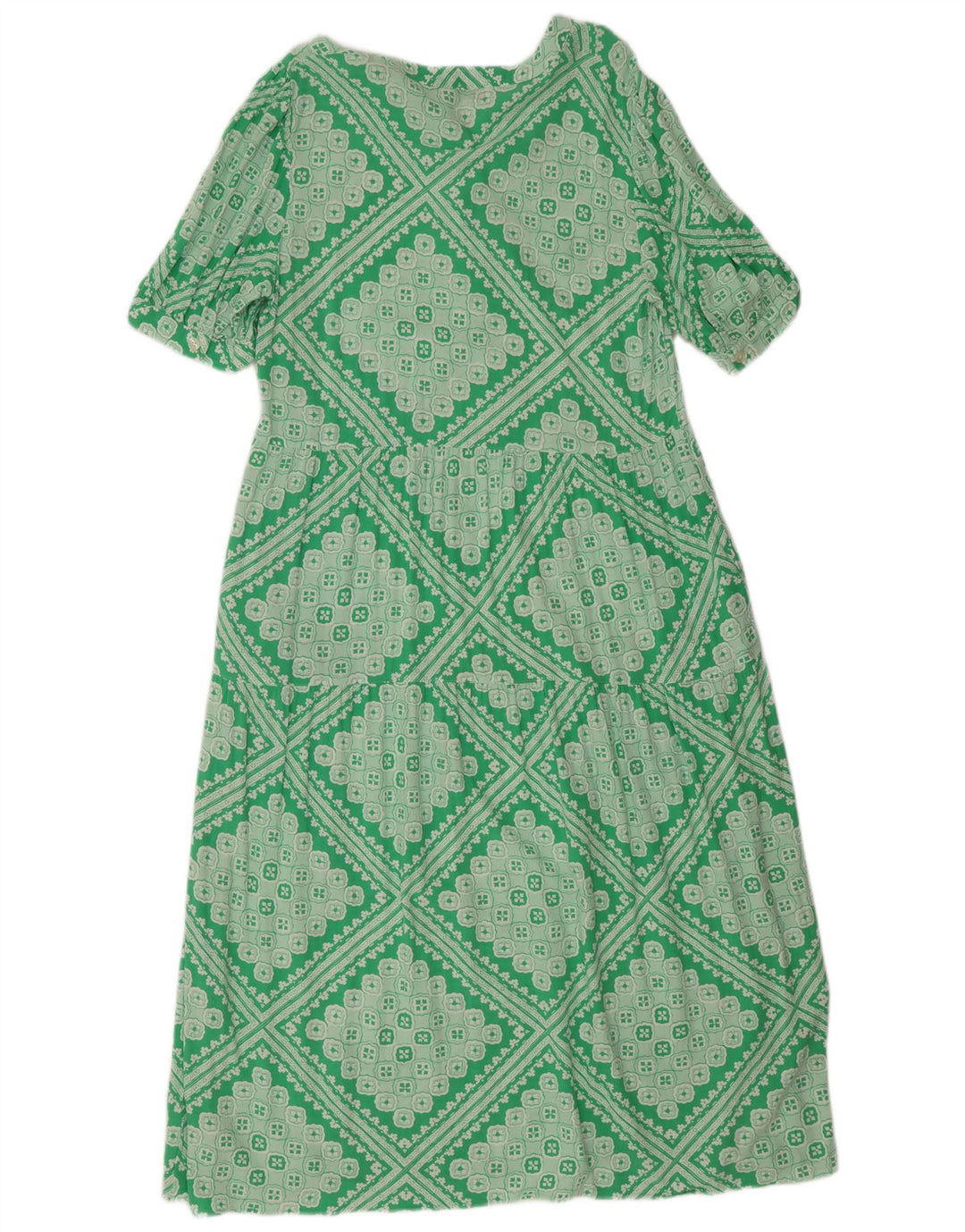 Rochie obișnuită pentru femei Marks & Spencer, în formă de A, UK 12, verde mediu, geometrică