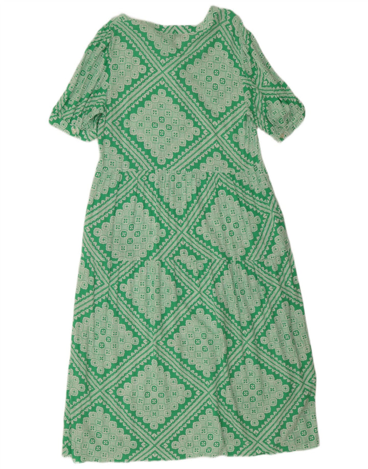 Rochie obișnuită pentru femei Marks & Spencer, în formă de A, UK 12, verde mediu, geometrică